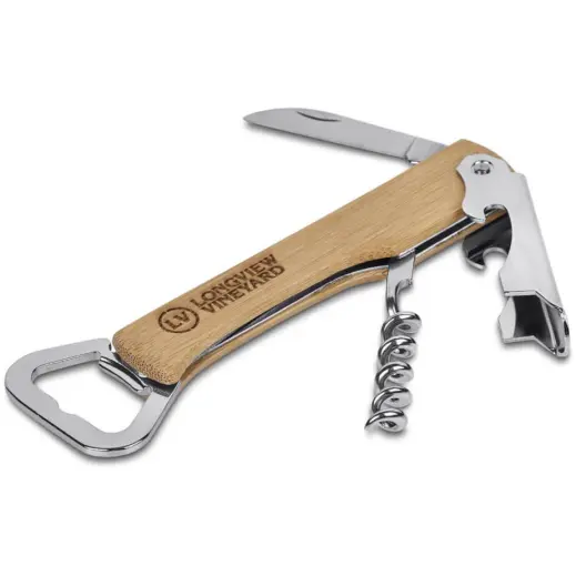 Okiyo Mitsu Bamboo Waiter’s Corkscrew Branded Open